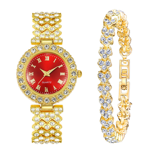 Watch bracelet gold chain set