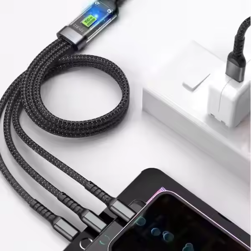 Transparent Luminous Super Fast Charging 3-in-1 Data Cable