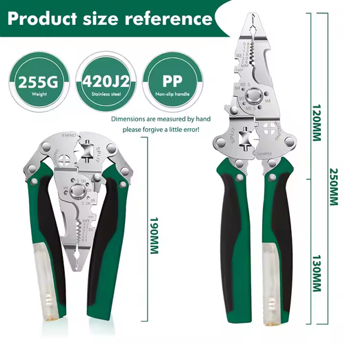 Multifunctional folding wire stripper