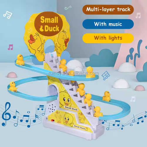 Music Light Duck Climbing Stairs Toys Baby Duck Ladder Track Toys Small Duck