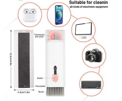 Seven-In-One New Keyboard Cleaning Set with for Bluetooth Headset Charging Box Iron Powder Dust Brush for Earphone Use