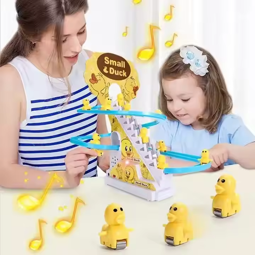 Music Light Duck Climbing Stairs Toys Baby Duck Ladder Track Toys Small Duck