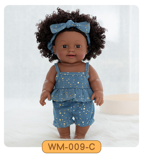 Baby doll African vinyl doll simulation doll girl reborn toy cross-border black baby