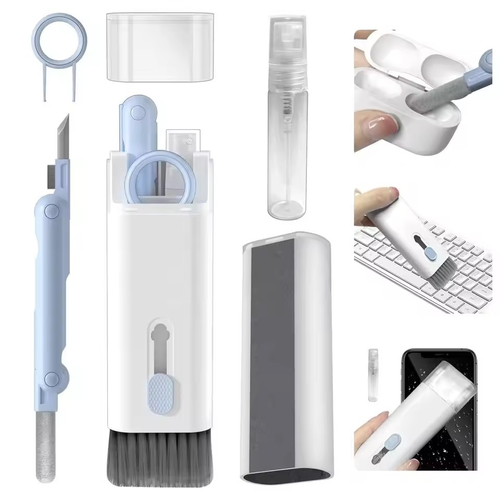 Seven-In-One New Keyboard Cleaning Set with for Bluetooth Headset Charging Box Iron Powder Dust Brush for Earphone Use