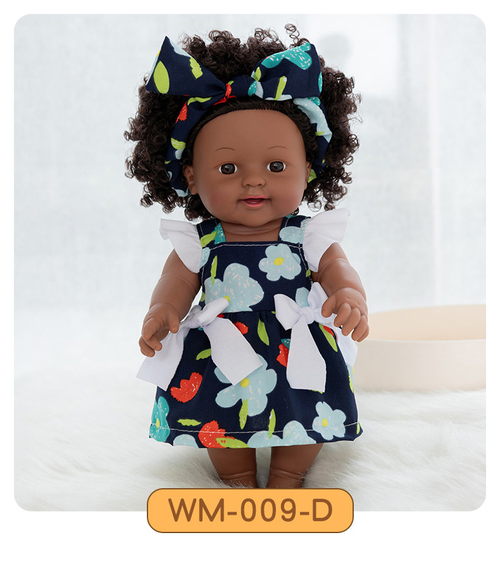 Baby doll African vinyl doll simulation doll girl reborn toy cross-border black baby