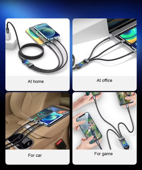 Transparent Luminous Super Fast Charging 3-in-1 Data Cable