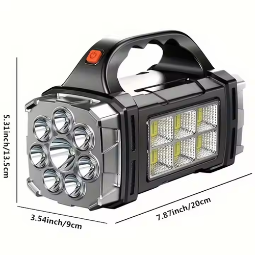 Premium High Lumens LED Work Light – Multipurpose Flashlight with Searchlight and Lantern Features - Rechargeable Outdoor Waterproof Solar Flashlight - Portable & Lightweight