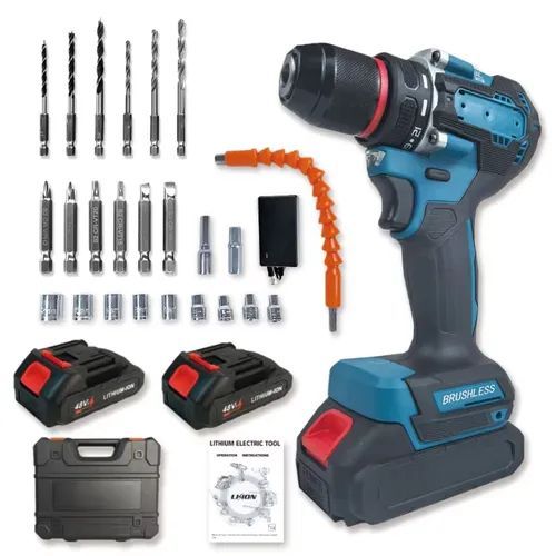 Portable Cordless Impact Drill Electric Screwdriver Set Multifunction Brushless Hand Drill Kits