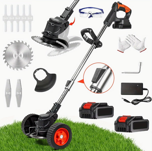 A Set Of Portable Cordless Lawn Mower, Retractable Electric Lawn Mower, Equipped with  Lithium-ion Batteries, 3 Types Of Blades, Flexible Adjustment, Efficient Cutting, Suitable for Yard, Park Mowing, Lawn Weeding, Etc.