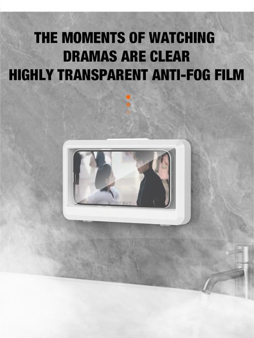 360° Rotating Bathroom Phone Case, Wall-Mounted Shower Phone Holder, Waterproof Anti-Fog Phone Support Stand for Bathroom Toilet