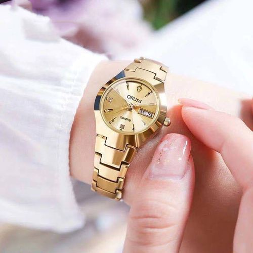 Fashionable and Trendy No Waterproof Night Light Quartz Watch Simple Steel Strip with Calendar Glass Dial Display Pointer