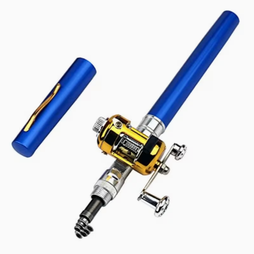 1pc Fountain Pen Fishing Rod (Rod + Reel + Line + Bait) Mini Portable Fishing Rod Set