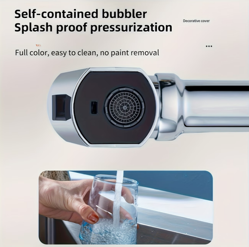 Modern Kitchen Faucet with 3-in-1 360° Rotating Waterfall, Water-Saving Aerator, 3 Flow Modes | Polished Finish, Pressure Boosting Extension, Splash-Proof Nozzle, RV Kitchen Faucet, Kitchen Sink Faucet