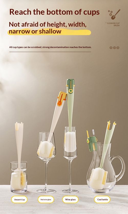 Multi-function Five-in-one PP Long Handle Cup & Thermos Bottle Cleaning Brush-360-degree No Dead Angle Household Use