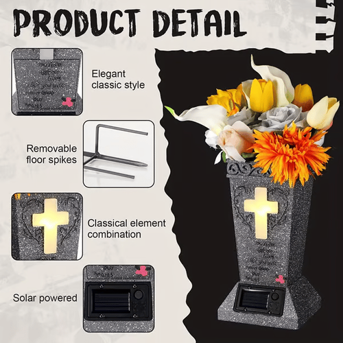 Solar Cemetery Grave Vase