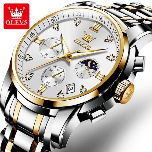 OLEVS Men Hand Watch Diamond Men Water Resistant Fashion Casual Design Clock China  wristwatch Business Multi Time Zone Wristwatch Waterproof Feature Analog Date Watch Stainless Steel Quartz Watch