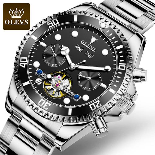 OLEVS Luxury Brand 6605 Men WristWatch Stainless Steel Band Automatic Mechanical Watch Men Relogio Montre Homme Clock