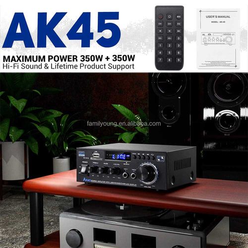 AK45 Digital Amplifier 2 Channel Wireless Stereo Audio HiFi Amplifier Theater Stereo Receiver for Home Speaker FM Radio