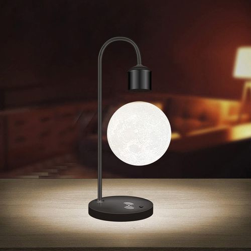 Floating Rotating Moon Table Lamp with Wireless Phone Charging Function