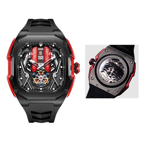 Streamlined Design F1 Watch V12 Engine Automotive Watch Quartz Shock-Resistant Water-Resistant Dynamic Watch