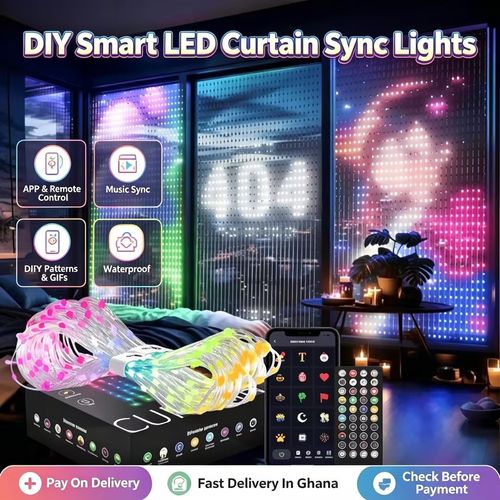 DIY Smart LED Curtain Sync Lights Size: 3.3*3.3 FT （1*1m)