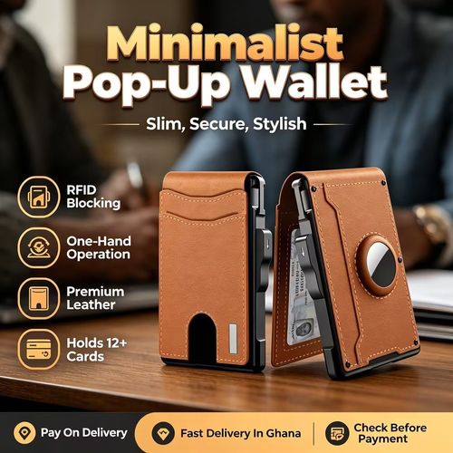 😀🔥✨Wallet for Men - With Pop Up Aluminum Case Money Clip Slim Leather Slots Credit Card Holder RFID Blocking Bifold Minimalist Wallet