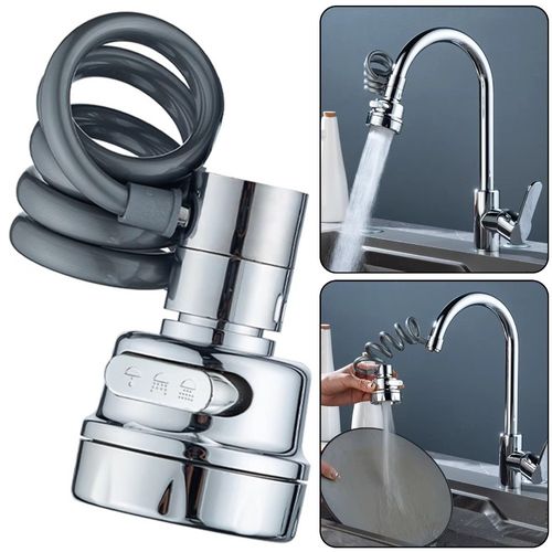 Universal Swivel Faucet Filter, 3‑Speed Stretchable Kitchen Faucet Sprayer Anti‑Splash Water Nozzle