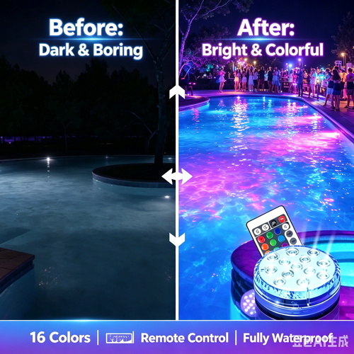 💥Buy one, get three free—end up with four💥Submersible LED Pool Lights (RF Remote Control )