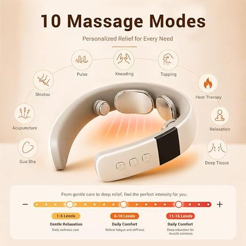Electric Neck Massager with Remote Control, Portable Cervical Massage Device for Neck Pain Relief