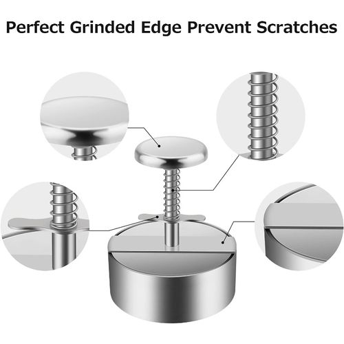Stainless Steel Adjustable Burger Press, Manual Spring‑Loaded Hamburger Patty Maker