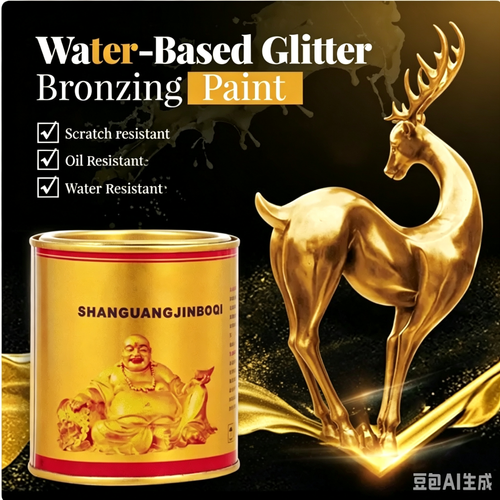 Water‑based Glitter Bronzing Paint, Metallic Gold Paint for Crafts & Statue Decoration