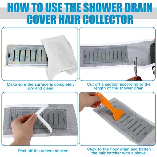 Adjustable Shower Drain Stopper, Self‑Adhesive Drain Sticker & Mesh Sink Filter Bathroom Sewer Accessory Set