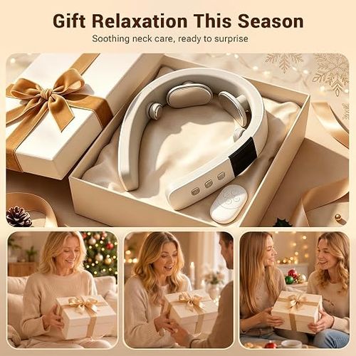 Electric Neck Massager with Remote Control, Portable Cervical Massage Device for Neck Pain Relief