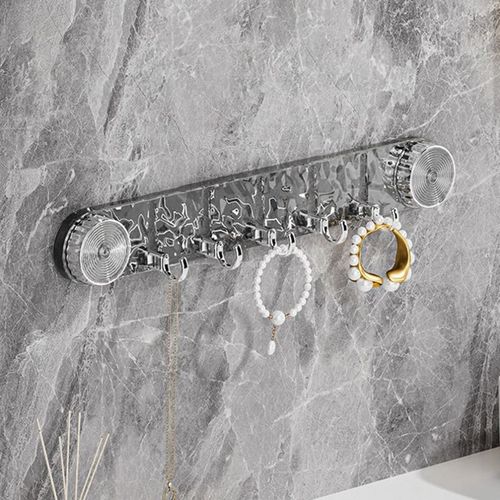 Suction Cup Wall Hook Rack, No‑Drill Removable Multi‑Hook Hanger for Bathroom Kitchen