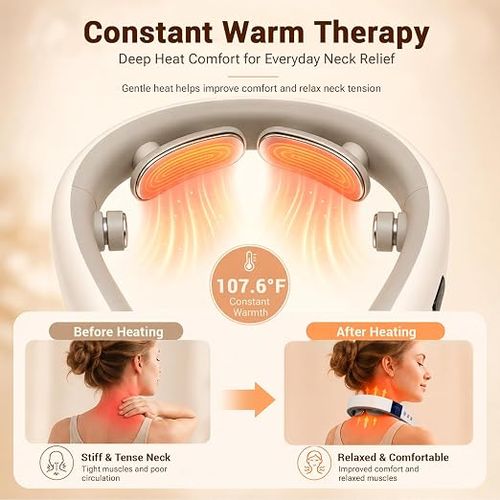 Electric Neck Massager with Remote Control, Portable Cervical Massage Device for Neck Pain Relief