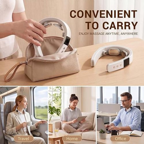 Electric Neck Massager with Remote Control, Portable Cervical Massage Device for Neck Pain Relief