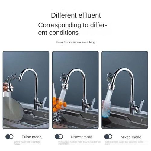 Universal Swivel Faucet Filter, 3‑Speed Stretchable Kitchen Faucet Sprayer Anti‑Splash Water Nozzle