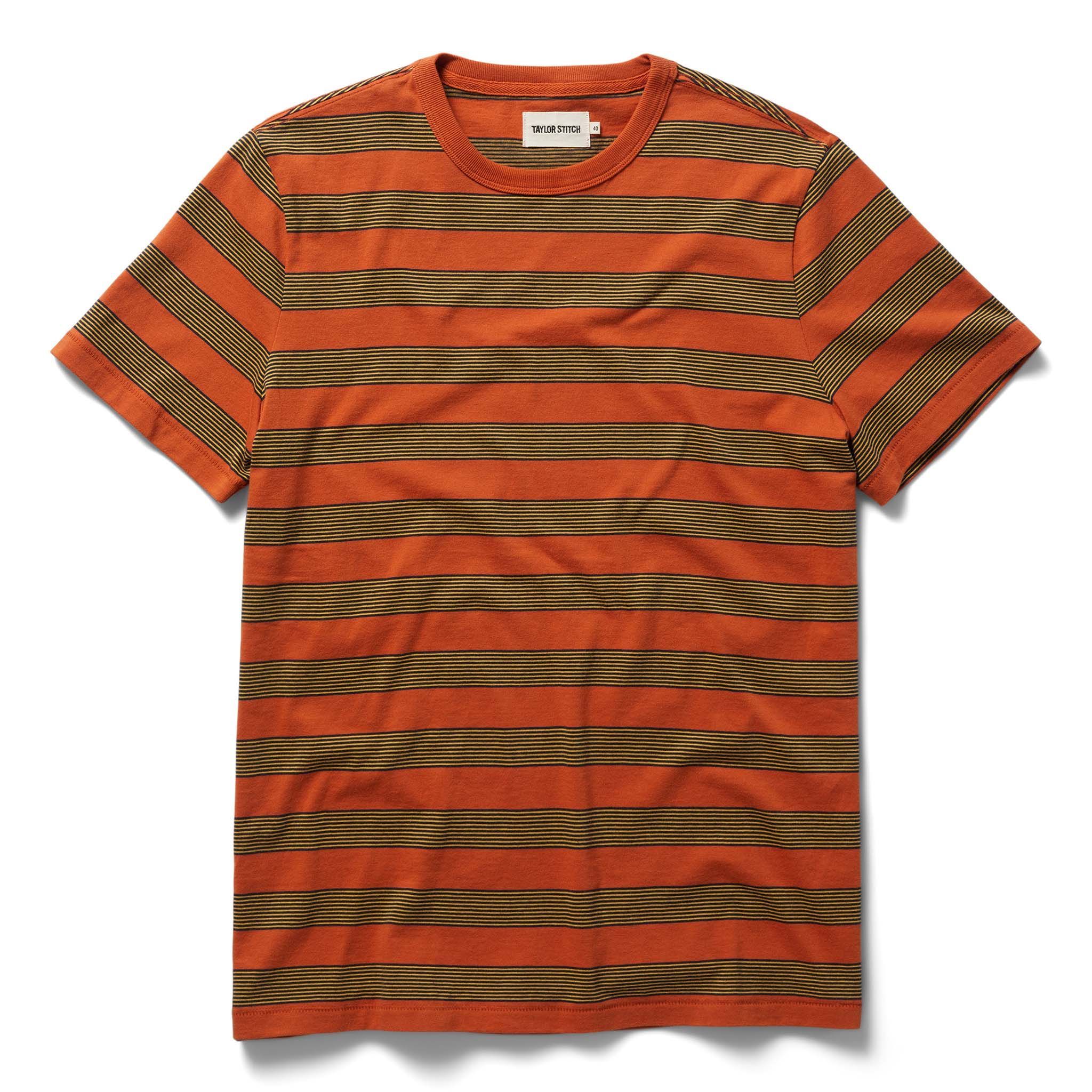 Uasow Organic Cotton Tee in Rust Stripe