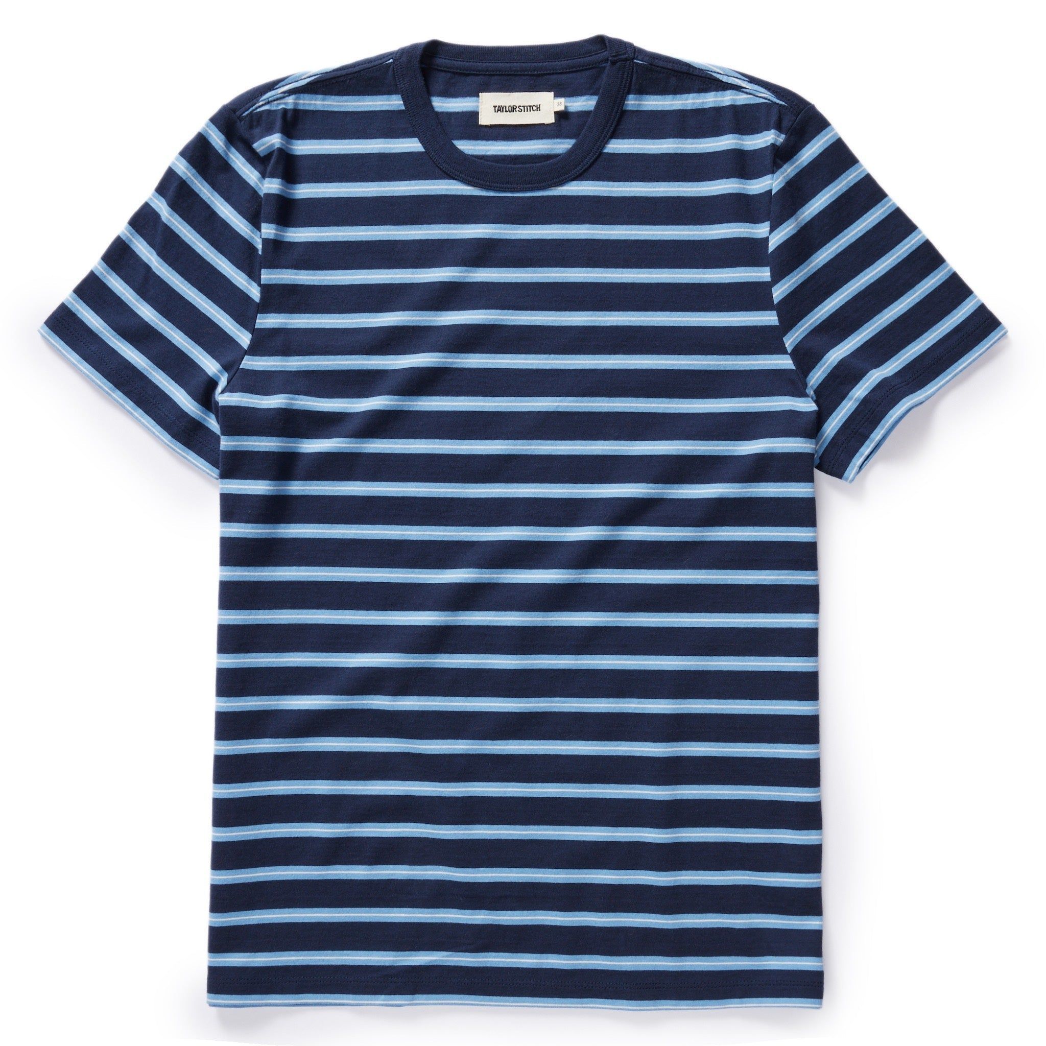 Uasow Organic Cotton Tee in Navy Stripe