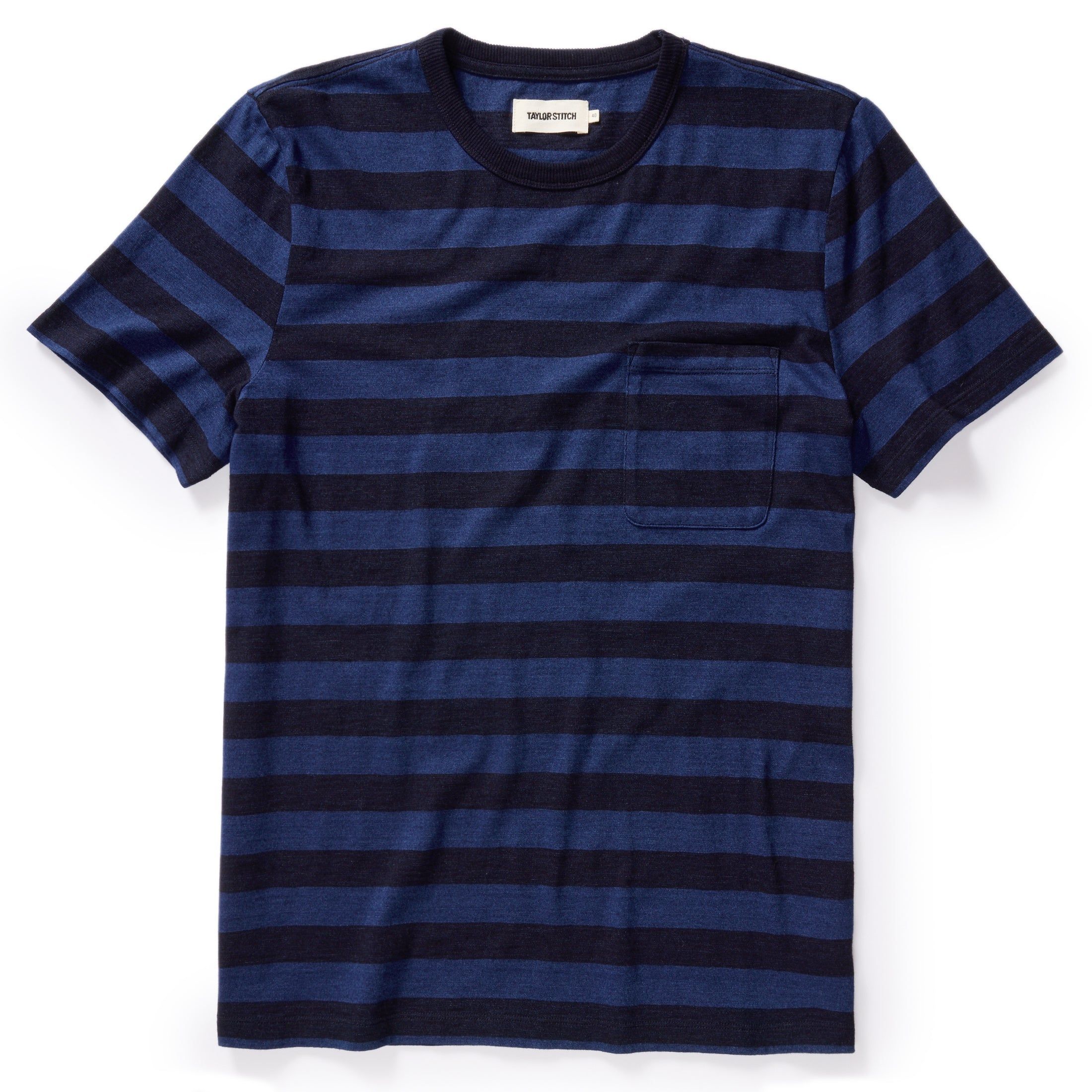 Uasow Organic Cotton Tee in Indigo Yarn Dye Stripe