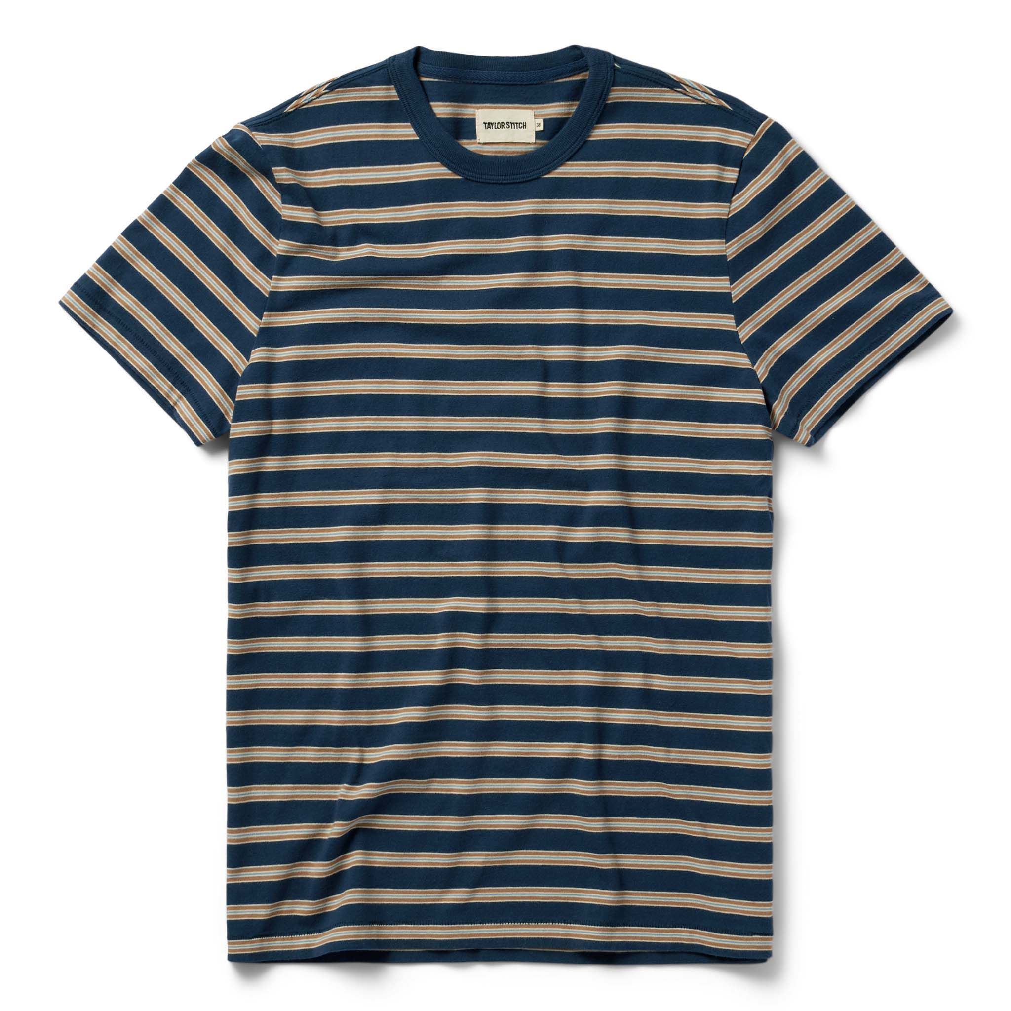 Uasow Organic Cotton Tee in Deep Sea Stripe