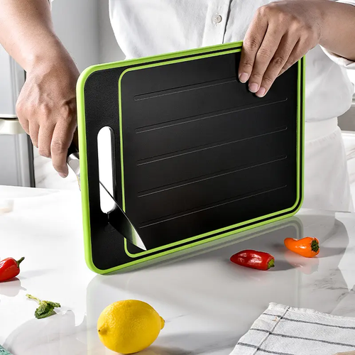 Hot Selling 4 in 1 Thawing Plate With Chopping Board Spice Grater and Knife Sharpener Aluminum Defrosting Plate Cutting Board