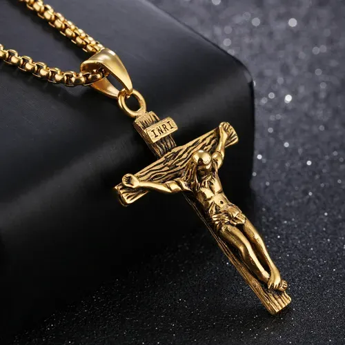 High Quality Stainless Steel Cross INRI Crucifix Jesus Piece Pendant Necklace Jewelry