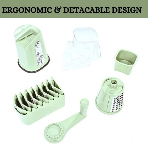 Upgrade Plastic Roatry Cheese Grater Vegetable Slicer Machine Round Mandoline Food Fruit Slicer With 5 Drum Blades