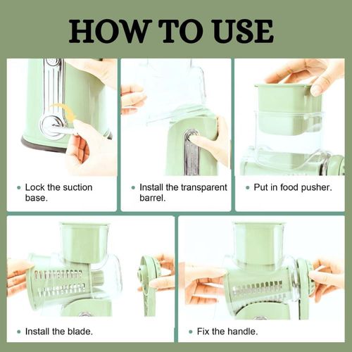Upgrade Plastic Roatry Cheese Grater Vegetable Slicer Machine Round Mandoline Food Fruit Slicer With 5 Drum Blades