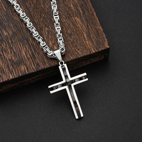 Hip Hop Christian Cross Religion 18K Gold Plated Non Tarnish Waterproof Stainless Steel Jewelry Pendants Necklaces Male Man Mens
