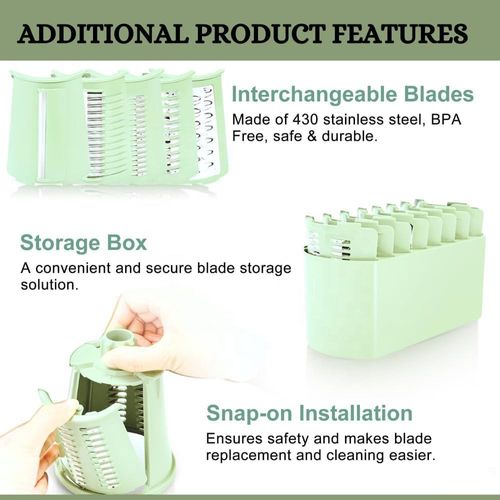 Upgrade Plastic Roatry Cheese Grater Vegetable Slicer Machine Round Mandoline Food Fruit Slicer With 5 Drum Blades