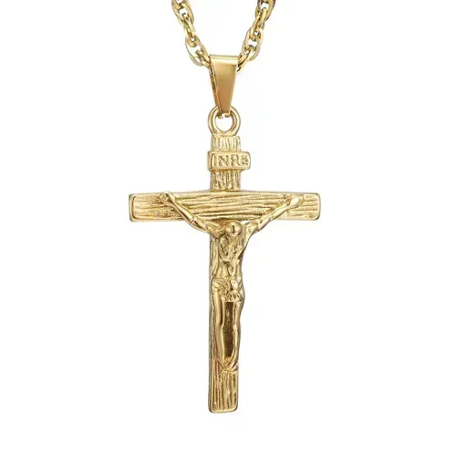 High Quality Stainless Steel Cross INRI Crucifix Jesus Piece Pendant Necklace Jewelry