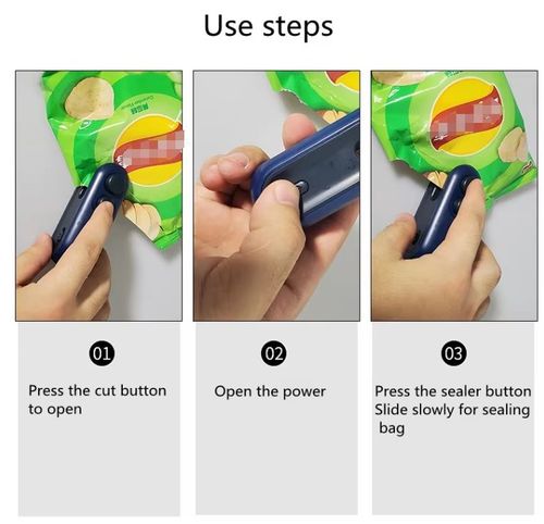 Handheld USB Rechargeable Mini Clip Bag Sealing Machine Food Plastic Bag Sealer Heat Seal with Cutter Portable Vacuum Sealer