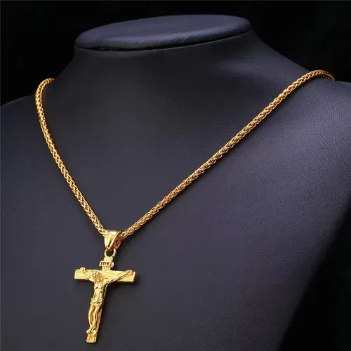 High Quality Stainless Steel Cross INRI Crucifix Jesus Piece Pendant Necklace Jewelry